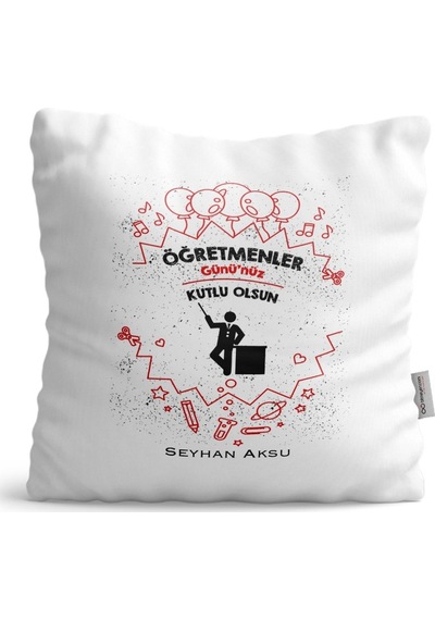 Kişiye Özel Öğretmenler Gününüz Kutlu Olsun Saten Yastık - 5 (461337536)
