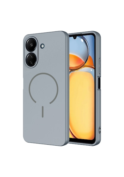 Xiaomi Redmi 13c Kılıf Magsafe Destekli Kamera Korumalı Yumuşak Silikon Pazarplus Titanyum-Gri