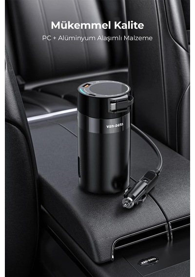 Ven-dens Vd-cc024 200w Maksimum Toplam Çıkışlı Araç İnvertörü, 12 24v Giriş, 200 240v 150w Ac Priz, 12v Dc Çıkış, Usb Ve Type-c Hızlı Şarj, Dahili Type-c Kablo