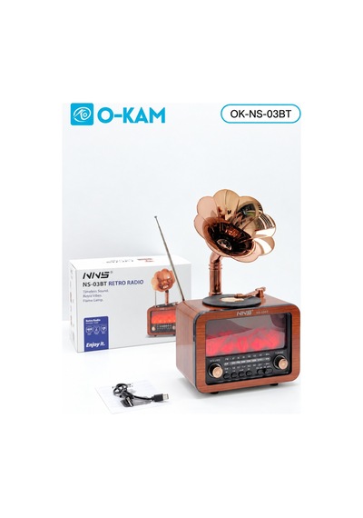 O-kam Ok-ns-03bt Bluetooth Gramofon Şömine Efektli Radyo