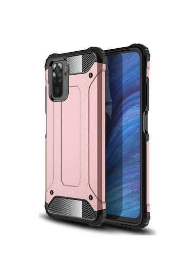 Noktaks - Xiaomi Uyumlu Xiaomi Redmi Note 10s - Kılıf Çift Katman Zırh Tank Crash Military Kapak - Rose Gold T17036 Rose Gold