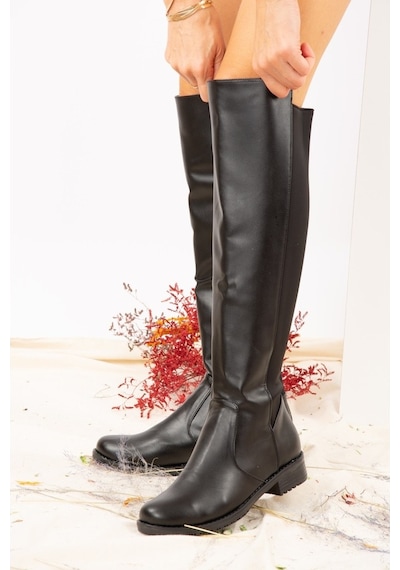 Fox Shoes Siyah Suni Deri Kadın Çizme J726533209