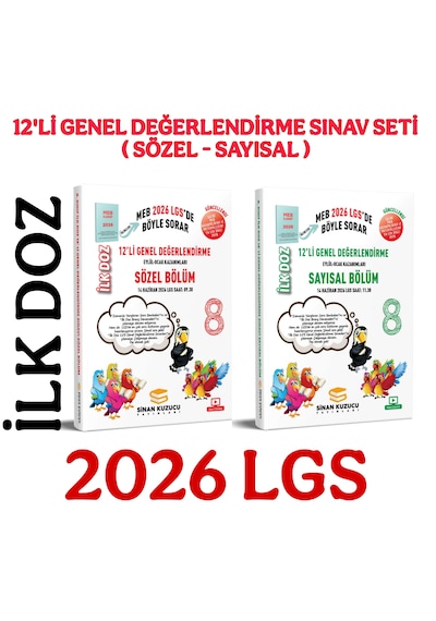 Sinan Kuzucu Yayınları 2026 LGS İlk Doz 12 Li Genel Değerlendirme Sınavı Seti Sözel Sayısal
