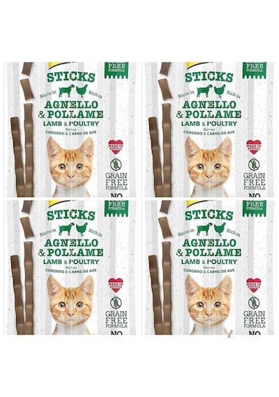 Gimcat Sticks Kuzu Tavuk Tahılsız Kedi Ödül Çubukları 4 x 20 G