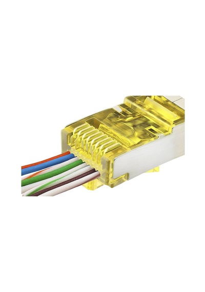 Cat6e Ez Rj45 Metal Konnektör 100 Adet Plastik Kutu - Sarı Nd2416 Evimdeyokyok