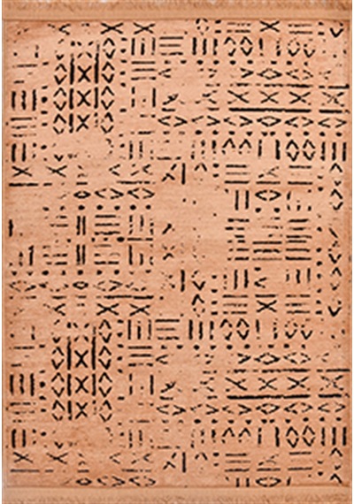 Çam Halı Crea Decolux Vena 8013 Hardal Özel Kaymaz Tabanlı Pamuk Dokuma Kilim - 80x150