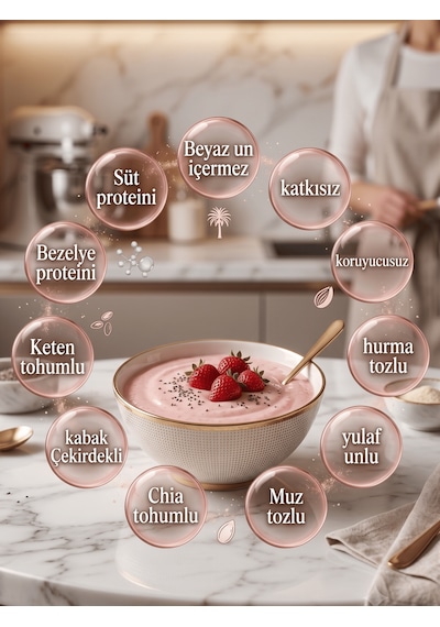 Kolajenli Proteinli Meyveli Puding Tozu Muzlu Çilekli Hurma Tozlu Şeker İlavesiz 100 G