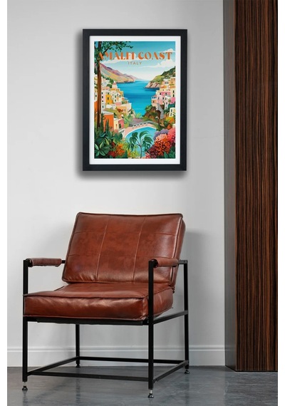 Travel Seri-e İtaly Kafe Salon Oturma Odası Siyah Çerçeveli Poster Tablo