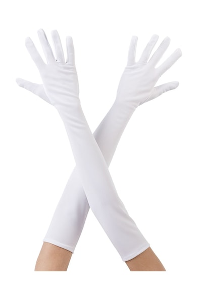 Beyaz Renk Dirseğe Kadar Uzun Kumaş Eldiven 40 Cm 5264 "