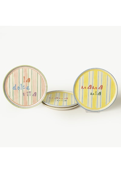Keramika Mama Mia & La Dolce Vita Pasta Tabağı 22 Cm 4 Adet Çok Renkli