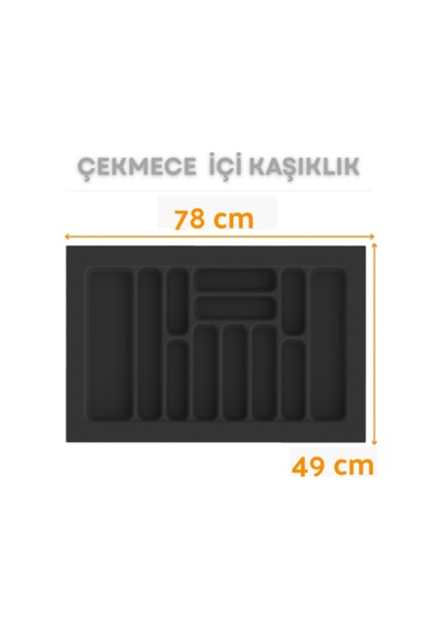 Çekmece İçi Kaşıklık Ve Kepçelik Düzenleyici Antrasit 78x49 Cm 69x40 Cm Kadar Kesilebilir Antrasit