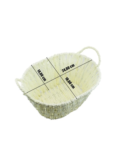 Kulplu Oval Sepet - 24 X 18 X 14 Cm Çok Renkli