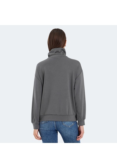 Slazenger VIDAL Oversize Kadın Dik Yaka Oversıze Koyu Gri Sweatshirt