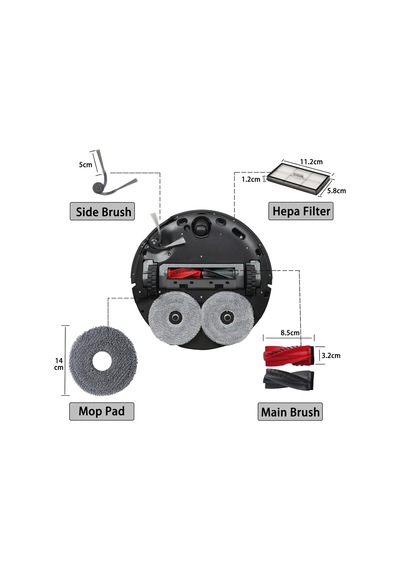 Ayrex Geoviizon Roborock Saros 10r Elektrikli Süpürge Aksesuarları, 1 Ana Fırça, 4 Hepa Filtre, 6 Temizleme Pedi, 5 Genel