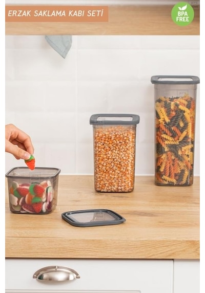 12 Li Saklama Kabı Seti Vakumlu Hava Geçirmez Antrasit Erzak Kabı Bpa Free Şeffaf
