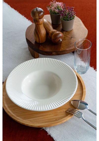 Satürn 27 Cm Porselen Makarna Tabağı Kırık Beyaz