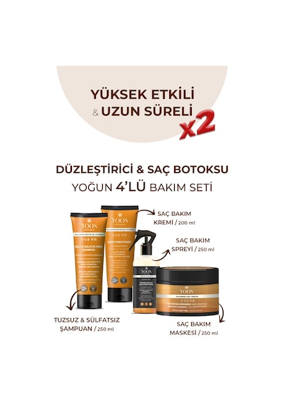 Yoon 4'lü Besleyici ve Onarıcı Tuzsuz Şampuan + Saç Bakım Spreyi + Maske +Krem Seti