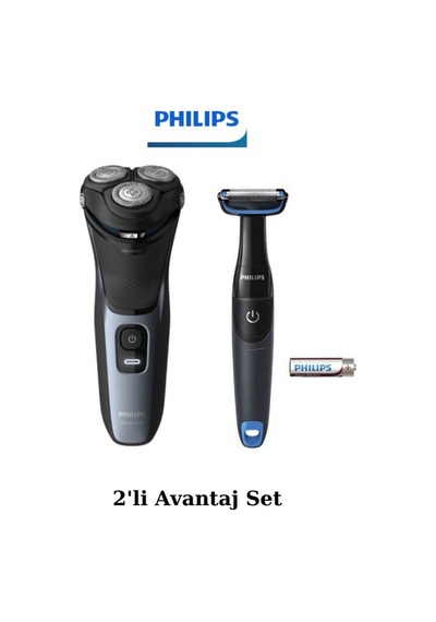 Philips S3133/51 Islak Kuru Sinek Kaydı Tıraş Makinesi - Bg1024 Banyo Vücut Bakım Tıraş Makinesi Set 2 Saat