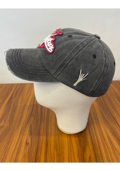 Rockstar Nakışlı Yıkamalı Eskitme Vintage Cap Şapka Füme