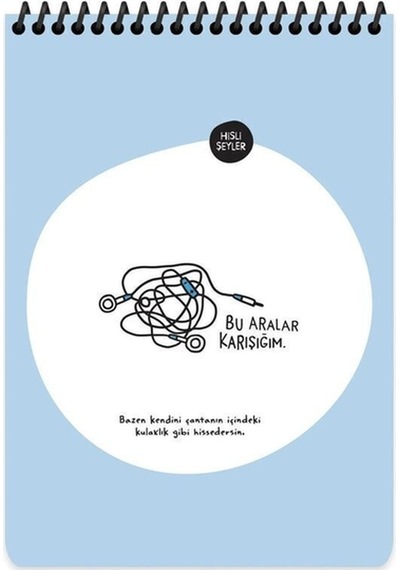 A5 80 Yaprak Çizgili Üstten Spiralli Kareli Kapak Not Defteri Bu Aralar Karışığım Varsayılan