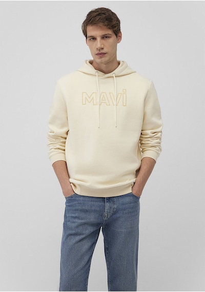 Mavi - Mavi Logo Baskılı Bej Sweatshirt 0610941-70055 Beyaz
