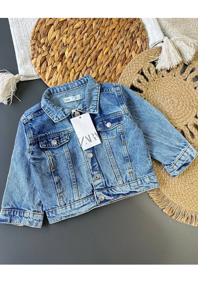 Noble Kids Kız Çocuk Klasik Denim Ceket Mavi Kot Mavisi