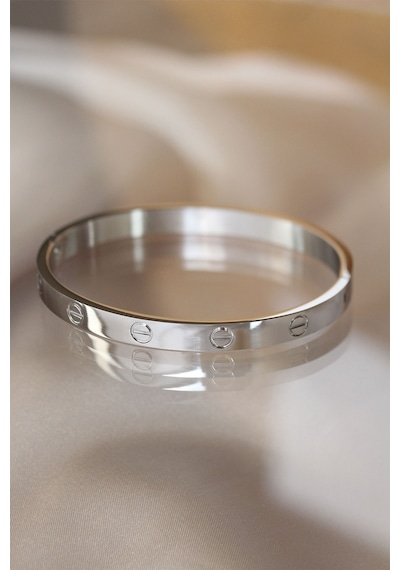Silver Renk Çelik Bilezik - Tj-bb3569 Gümüş