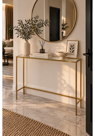 Teknor Gold Çerçeveli Şeffaf Camlı Antre Dresuar 100 85 20