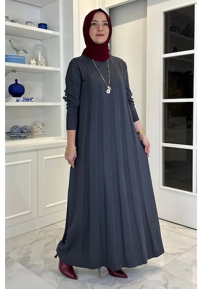 Rabia Şamlı Çiğdem Triko Elbise Antrasit
