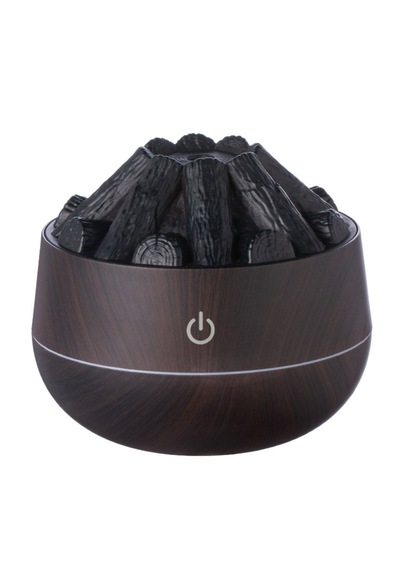 Şömine Tasarımlı Usb Lı Led Aydınlatmalı Hava Nemlendirici,aromaterapik Hava Difüzörü,buhurdanlık,,sis Spreyli Gece Lambası, 300 Ml 10x10x10,3cm Koyu Kahverengi