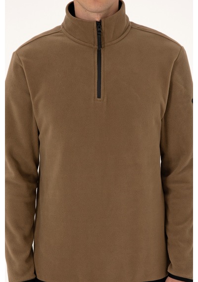 U.S. Polo Assn. Erkek Regular Fit Haki Polar Yarım Fermuarlı Basic Sweatshirt 50313777-VR027