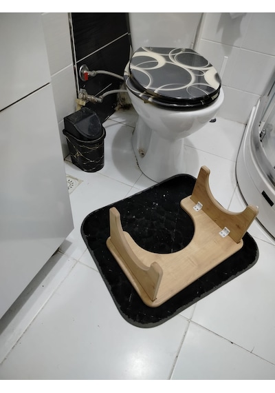 Wc Çömelme Ayak Taburesi, 45x28cm Yükseklik18 Cmbasamak Taburesi Açık Ahşap