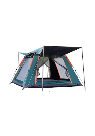 6 Kişilik, Kamp Çadırı 210x210x140cm Güneşlikli Otomatik Kamp Çadırı Su Geçirmez Outdoor Tenteli Kamp Çadır Yeşil