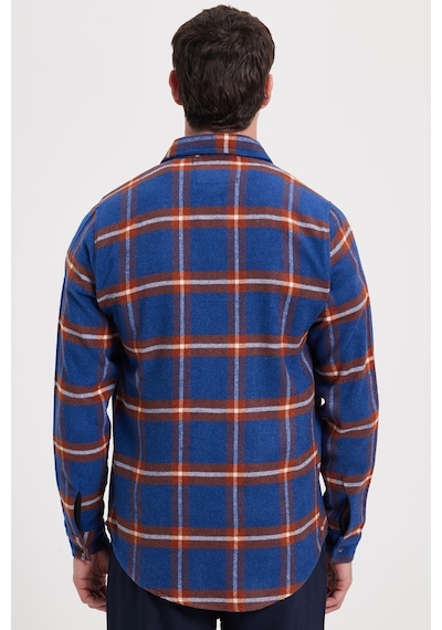 Tudors Erkek Slim Fit Dar Kesim Kareli Kışlık Oduncu Gömlek-42363 Saks Mavi