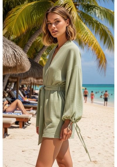 Combattente Exclusive Products Yeni Sezon Müslin Kimono - Bağlamalı Kol Detayı, Lüks Oversize Kadın Kimono - Oeko-tex Sertifikalı Kumaş Çağla Yeşili Combattente Exclusive Products Yeni Sezon Müslin Kimono - Bağlamalı Kol Detayı, Lüks Oversize Kadın Kimono - Oeko-tex Sertifikalı Kumaş Çağla Yeşili