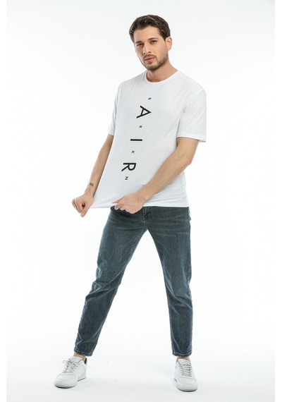 Oversize Aır Baskılı Erkek T-Shırt