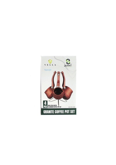 4pcs 230-280-380ml Granit - Çelik Cezve Renkli Metal Standlı Çok Renkli