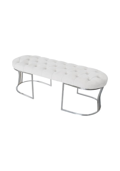 VİEGO SILVER BEYAZ-Kapitoneli Model Puf&Bench&Koltuk-Oturak-Uzun Makyaj Puff-Yatak Odası Ucu&Önü