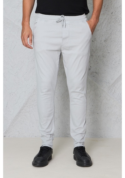 Blayn Jeans Erkek Krem Jogger Pantolon Rahat Kesim, Bağcıklı, Mevsimlik Günlük Kullanım Gümüş