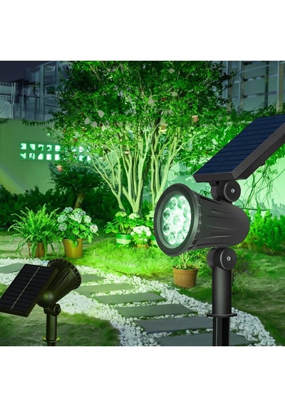 Güneş Enerjili 7w Yeşil Led Toprağa Saplamalı Lamba Solar Peyzaj Aydınlatma 1 Adet Çim Armatür -