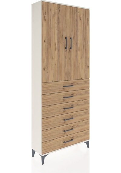 Arges Dolap 3 Raflı 6 Çekmeceli 2 Kapaklı 88x30x221 Aytaşı-çam Aytaşı