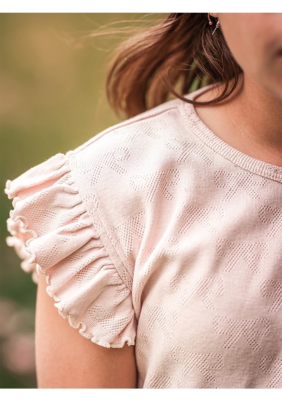 Denokids Organik Pembe Kısa Kollu Kız Çocuk Pijama Takımı