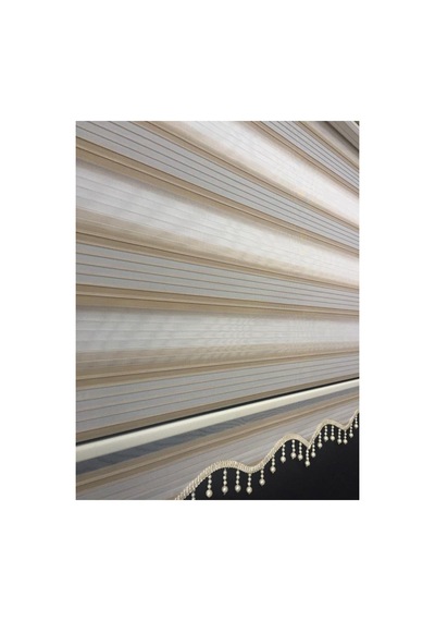 Sarı Renk Geçişli Boncuklu Zebra Stor Perde Sarı - 97264590 Sarı