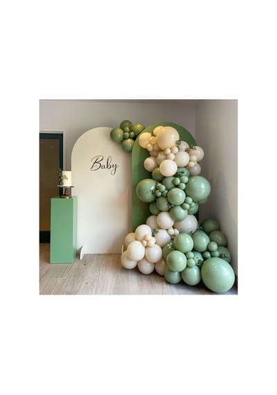 Pastel Küf Yeşili Ve Sütlü Kahve Balon Zinciri 100 Adet Mix