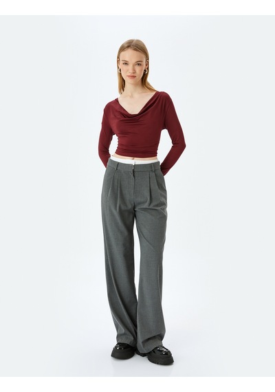 Koton Uzun Kollu Degaje Yaka Slim Fit Tişört Bordo 5sal10388ık Bordo Koton Uzun Kollu Degaje Yaka Slim Fit Tişört Bordo 5sal10388ık Bordo
