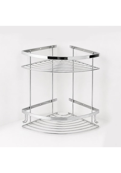 İki Katlı Krom Şampuanlık 18x18 Cm Paslanmaz Banyo Rafı Duş İçi Köşe Düzenleyici Organizer Diğer