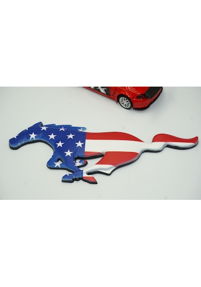 Ford Mustang Shelby Gt Koşan At Bagaj Kapağı Amerikan Bayrak 3m M