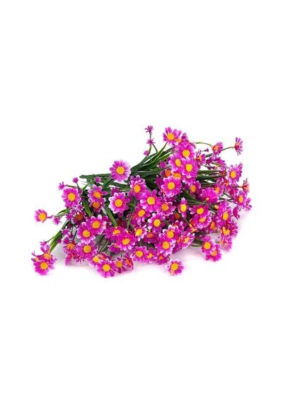 6lı Set Yapay Çiçek Lila Papatya 7 Dallı Plastik Dekoratif Yapay Bitki