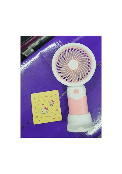 Sevimli Karakterli Şarjlı El Fanı 3 Kademeli Serinletici Vantilatör Kuromi Stickerlı Fan