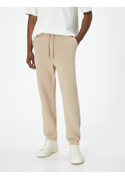Koton Jogger Eşofman Altı Beli Bağcıklı Cep Detaylı Bej 5wam40002mk Ekru